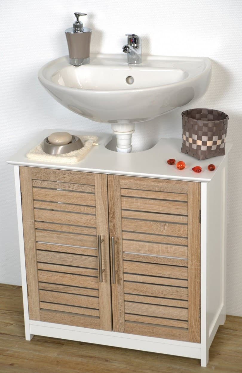 Meuble Sous Lavabo 60 Cm En Chêne Artizan - Armoire De Salle De Bain Avec Rangement Spacieux, Revêtement Mélamine Facile D'entretien - 9